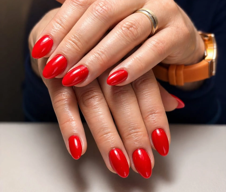 photo d'ongles vernis en rouge